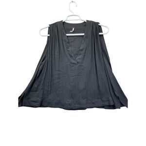 Free People Blouse Black Relaxed Fit Sleeveless Lined Ruching Boho Size Medium
